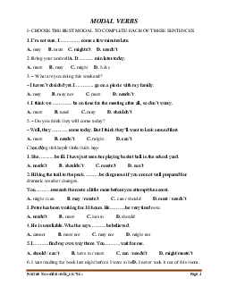 Bài tập động từ khuyết thiếu | Tiếng anh 9