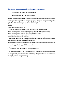 Giải Khoa học tự nhiên 9 Kết nối tri thức Bài 21: Sự khác nhau cơ bản giữa phi kim và kim loại