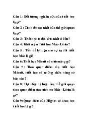 Câu hỏi ôn tập triết - Triết học Mác-Lênin | Đại học Công nghiệp Thực phẩm Thành phố HCM