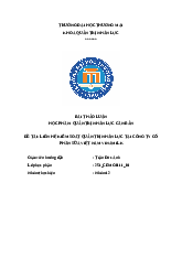 Bài thảo luận Liên hệ kiểm soát quản trị nhân lực tại Công ty Cổ phần sữa Việt Nam Vinamilk môn Quản trị nhân lực căn bản | Trường Đại học Thương Mại