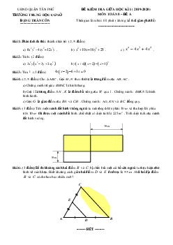 Đề kiểm tra giữa HKI Toán 8 năm 2019 – 2020 trường Đặng Trần Côn – TP HCM