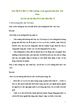 Giải Địa lí 8 Bài 12: Môi trường và tài nguyên biển đảo Việt Nam | Cánh diều