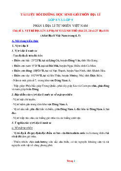 Tài liệu bồi dưỡng học sinh giỏi môn địa lí lớp 8 lớp 9