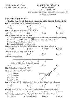 Đề giữa kỳ 1 Toán 7 năm 2023 – 2024 trường THCS Văn Yên – Hà Nội