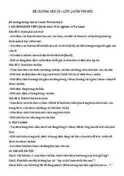 Đề thi học kì 1 lớp 5 môn Khoa học năm học 2019 - 2020 theo Thông tư 22