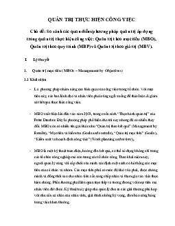 MBO, MBP, MBV - Quản trị thực hiện công việc | Quản trị Kinh doanh | Trường đại học Nha Trang
