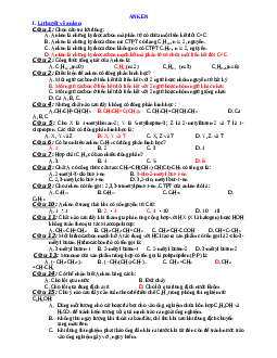 Các dạng bài tập về Hiđrocacbon không no Hóa  10 (có đáp án)