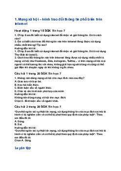 Giải SGK Tin học 7 Bài 4: Mạng xã hội và một số kênh trao đổi thông tin trên internet| Kết nối tri thức