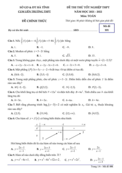 Đề thi thử THPT Quốc gia 2022 môn Toán cụm liên trường THPT Hà Tĩnh (có đáp án)