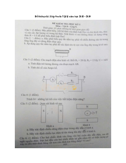 Đề thi học kì 1 lớp 9 môn Vật lý năm học 2018 - 2019