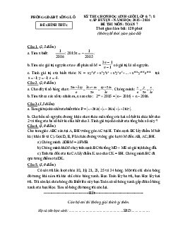 Đề khảo sát HSG huyện Toán 7 năm 2015 – 2016 phòng GD&ĐT Thái Thụy – Thái Bình