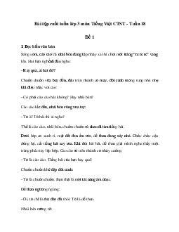 Bài tập cuối tuần lớp 3 môn Tiếng Việt Chân trời sáng tạo - Tuần 18