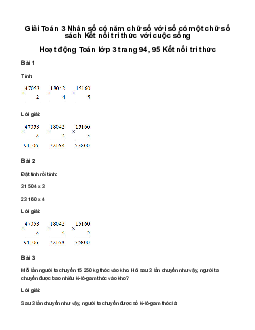 Giải Toán 3 Bài 70: Nhân số có năm chữ số với số có một chữ số | Kết nối tri thức