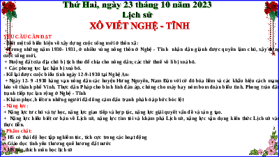 Giáo án điện tử Lịch sử và Địa lí 5 Cánh diều: Xô viết Nghệ -Tĩnh (Tiết 8)