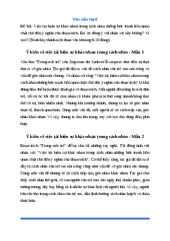 Văn mẫu lớp 8: Ý kiến về việc tái hiện sự khác nhau trong cách nhìn những bức tranh Ngữ Văn 8 | Cánh diều