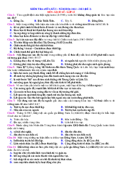 Đề thi giữa HK1 Lịch sử 12 năm 2022-2023 (có đáp án) - Đề 2