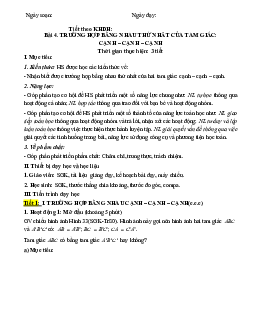 Giáo án Toán 7 C7 - Bài 4: Trường hợp bằng nhau thứ nhất của tam giác: cạnh - cạnh - cạnh | Cánh diều