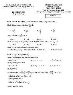 Đề học kỳ 1 Toán 8 năm 2022 – 2023 trường Tạ Quang Bửu – Hà Nội