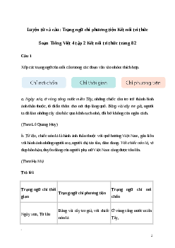 Soạn bài Luyện từ và câu: Trạng ngữ chỉ phương tiện | Kết nối tri thức