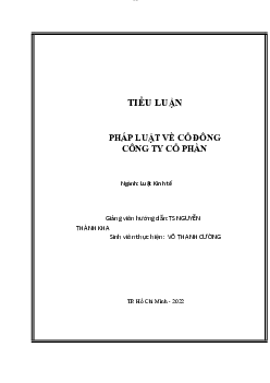 Tiểu luận "Pháp luật về công ty cổ phần"