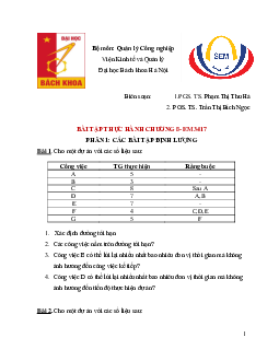 Ngân hàng bài tập Chương 8 môn Quản lý sản xuất | Đại học Bách khoa Hà Nội
