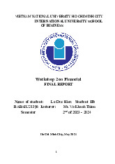 Workshop 2 on Financial  | Bài báo cáo cuối kì học phần Finance - Banking | Trường Đại học Quốc tế, Đại học Quốc gia Thành phố Hồ Chí Minh