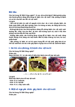 Giải Công nghệ 7 bài 11: Phòng và trị bệnh cho vật nuôi| Kết nối tri thức