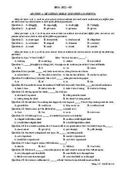 Đề luyện thi HSG Tiếng Anh THPT cấp tỉnh năm 2022 - 05 (có đáp án)