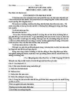 Đề ôn thi giữa học kì 2 môn Tiếng Việt 4 sách Cánh diều | đề 3