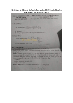 Đề thi khảo sát đội tuyển lớp 9 môn Toán trường THCS Nguyễn Hồng Lễ, Sầm Sơn năm học 2018 - 2019 (lần 4)