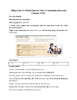 Giải Unit 1 Communication and Culture/ CLIL | Tiếng Anh 11 Global Success