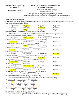 Đề thi tuyển sinh vào lớp 10 môn Tiếng Anh năm học 2016 - 2017 Sở GD&ĐT Bình Phước
