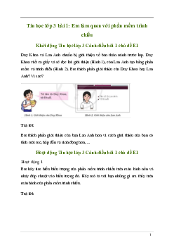 Giải Tin học lớp 3 Bài 1: Em làm quen với phần mềm trình chiếu | Cánh diều