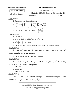 Đề Olympic Toán 7 năm 2022 – 2023 phòng GD&ĐT Quốc Oai – Hà Nội