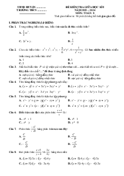 Đề thi giữa học kì 1 môn Toán lớp 8 năm 2023 - 2024 KNTT - Đề 8
