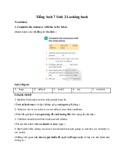 Tiếng Anh 7 Global Success Unit 2 Looking back