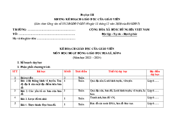 Kế hoạch giáo dục môn Địa lí 6 sách Cánh diều