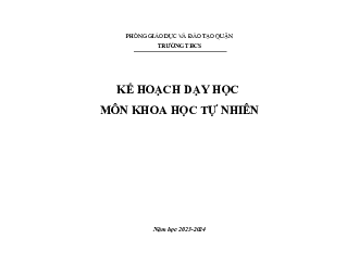 Kế hoạch giáo dục Khoa học tự nhiên 8 Kết nối tri thức