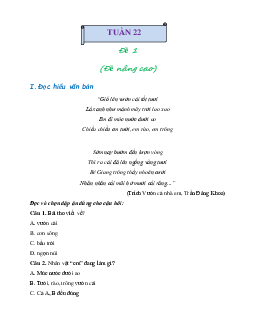 Bài tập cuối tuần lớp 3 môn Tiếng Việt Cánh diều - Tuần 22 (Nâng cao)