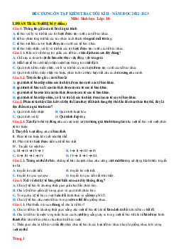 Đề cương ôn tập học kỳ 2 Sinh 10 Cánh diều 2022-2023