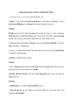 Giải Kinh tế và pháp luật 11 Bài 2: Cung - cầu trong kinh tế thị trường | Chân trời sáng tạo