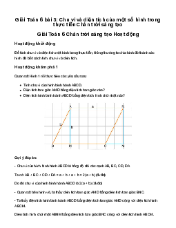 Giải Toán 6 Bài 3: Chu vi và diện tích của một số hình trong thực tiễn sách Chân Trời Sáng Tạo