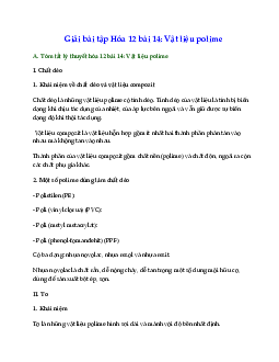 Giải bài tập Hóa 12 bài 14: Vật liệu polime