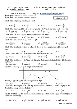 Đề thi thử TN THPT 2023 môn Toán lần 2 cụm liên trường THPT – Quảng Nam