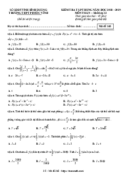 Đề kiểm tra 1 tiết Giải tích 12 chương 3 năm 2018 – 2019 trường Phước Vĩnh – Bình Dương