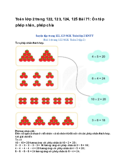 Toán lớp 2 trang 122, 123, 124, 125 Bài 71: Ôn tập phép nhân, phép chia | Kết nối tri thức