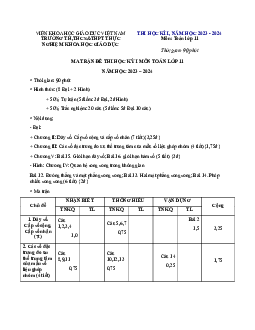 Đề cuối kỳ 1 Toán 11 năm 2023 – 2024 trường Thực Nghiệm Khoa Học Giáo Dục – Hà Nội