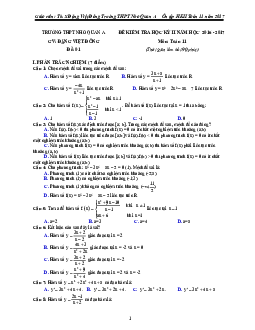 Bộ đề ôn tập HK2 Toán 11 năm học 2016 – 2017 trường THPT Nho Quan A – Ninh Bình