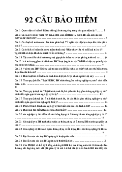 Đề cương lý thuyết bao gồm 92 câu hỏi ôn tập môn Pháp luật bảo hiểm có lời giải