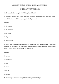 Giải SBT Unit 1 lớp 6 My New School